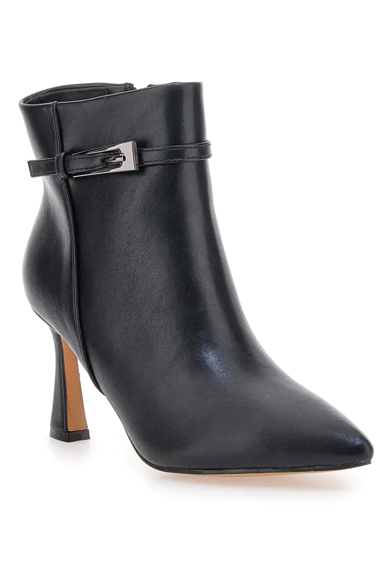 Stivaletti neri con cinturino metal e tacco svasato Le Havre Paris 6052 [NERO] miniatura 2