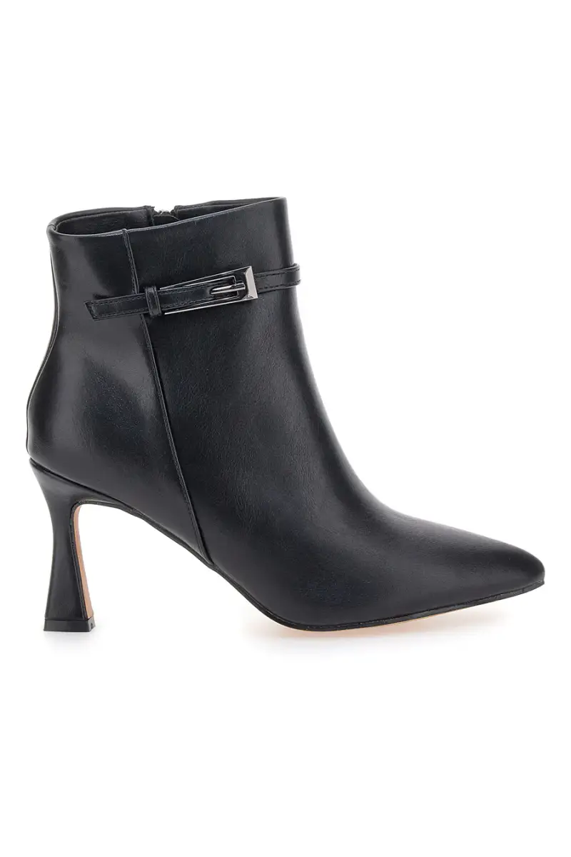 Stivaletti neri con cinturino metal e tacco svasato Le Havre Paris 6052 [NERO]
