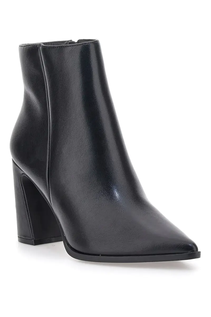 Stivaletti neri con tacco alto squadrato e punta affusolata Le Havre Paris 801 [NERO] miniatura 4