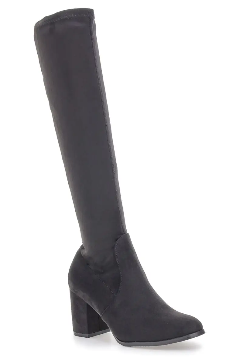 Stivali neri al ginocchio con tacco largo Le Havre Paris 8002 [NERO] miniatura 2