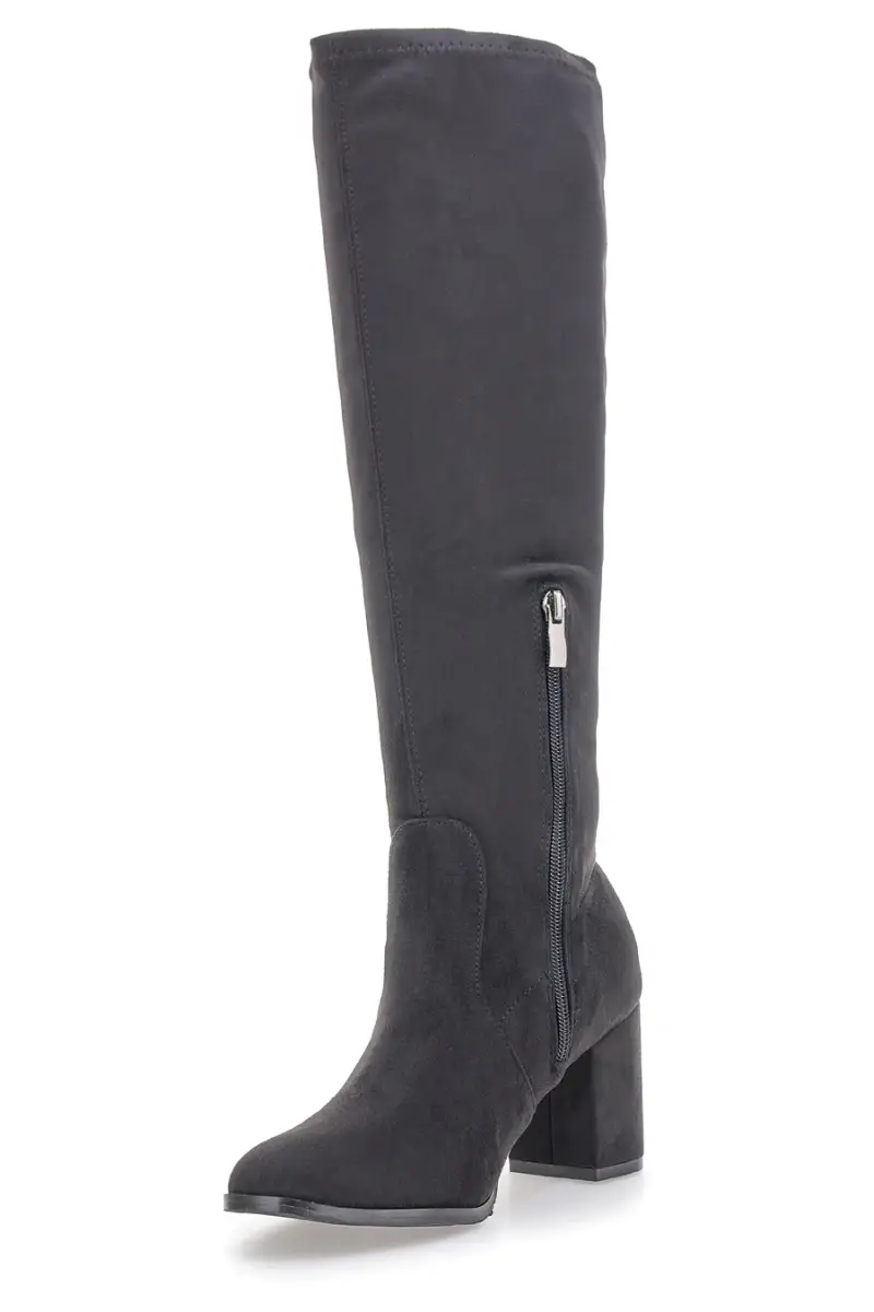 Stivali neri al ginocchio con tacco largo Le Havre Paris 8002 [NERO] miniatura 3