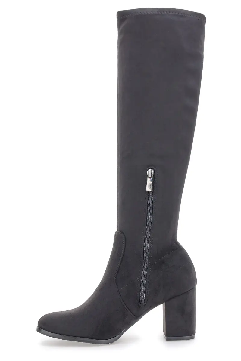 Stivali neri al ginocchio con tacco largo Le Havre Paris 8002 [NERO] miniatura 4