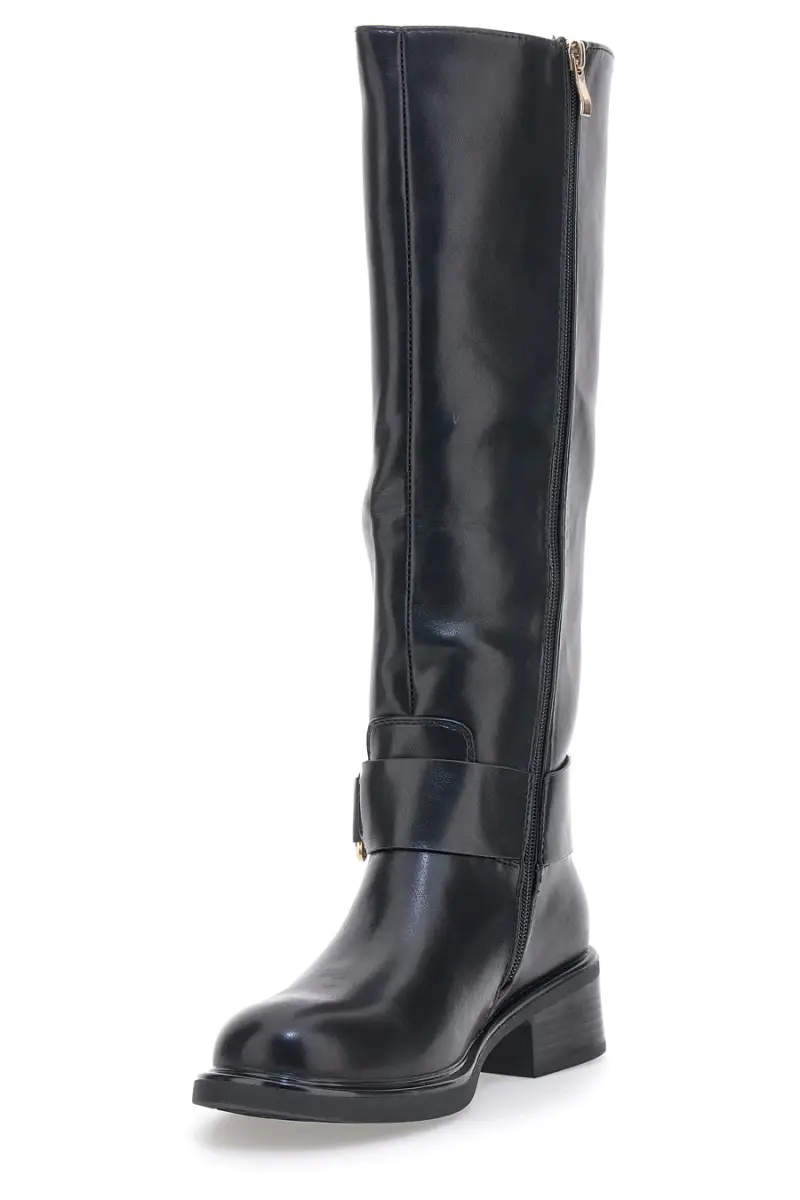 Stivali neri con fibbia dorata Le Havre Paris KSLTZ3036 [NERO] miniatura 3