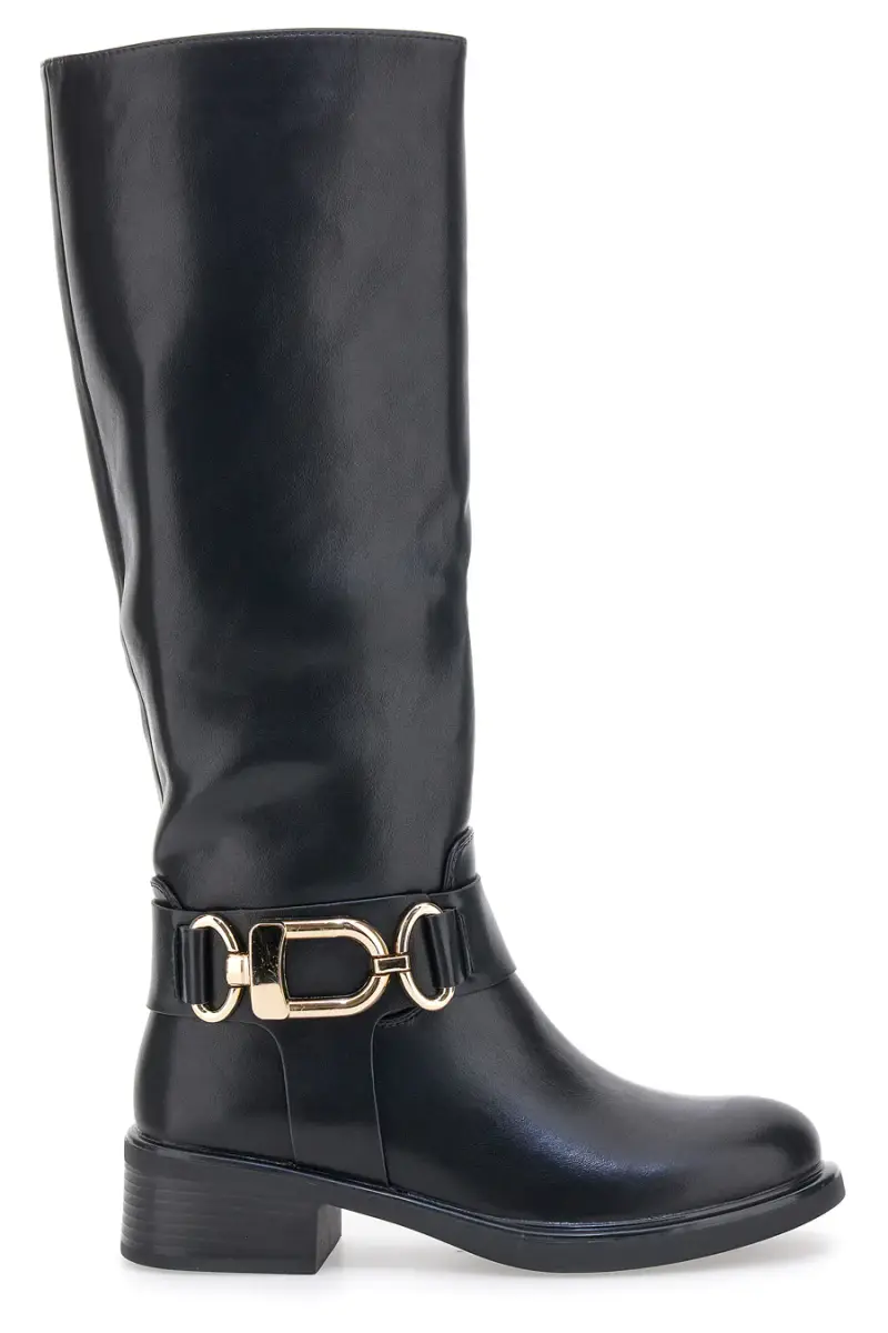 Stivali neri con fibbia dorata Le Havre Paris KSLTZ3036 [NERO]