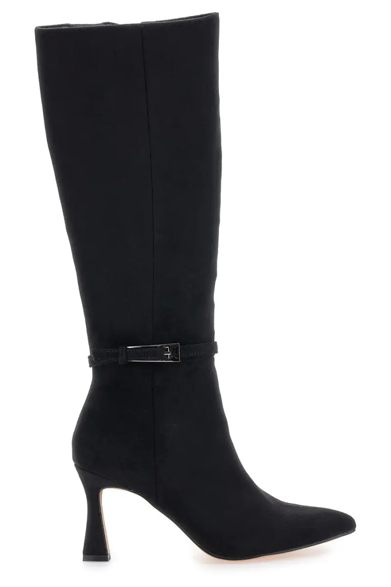 Stivali neri con tacco e cinturino decorativo Le Havre Paris 6051 [NERO] miniatura 2