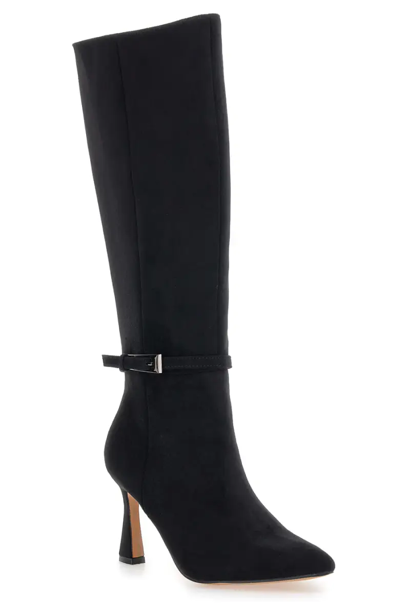 Stivali neri con tacco e cinturino decorativo Le Havre Paris 6051 [NERO] miniatura 3