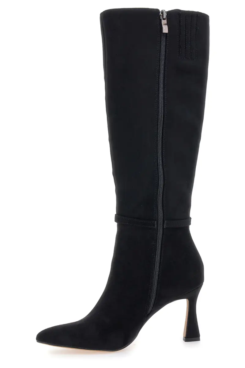 Stivali neri con tacco e cinturino decorativo Le Havre Paris 6051 [NERO] miniatura 5