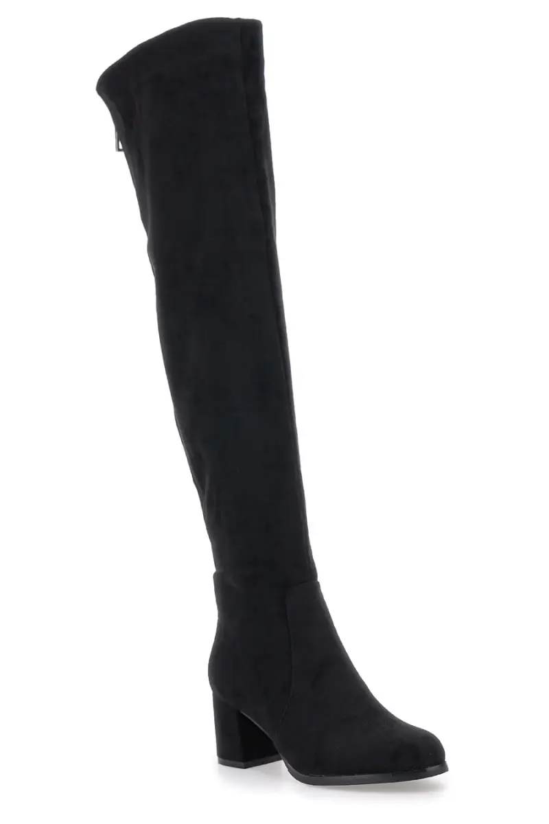 Stivali neri sopra al ginocchio con zip gioiello Le Havre Paris 1983G425 [NERO] miniatura 5