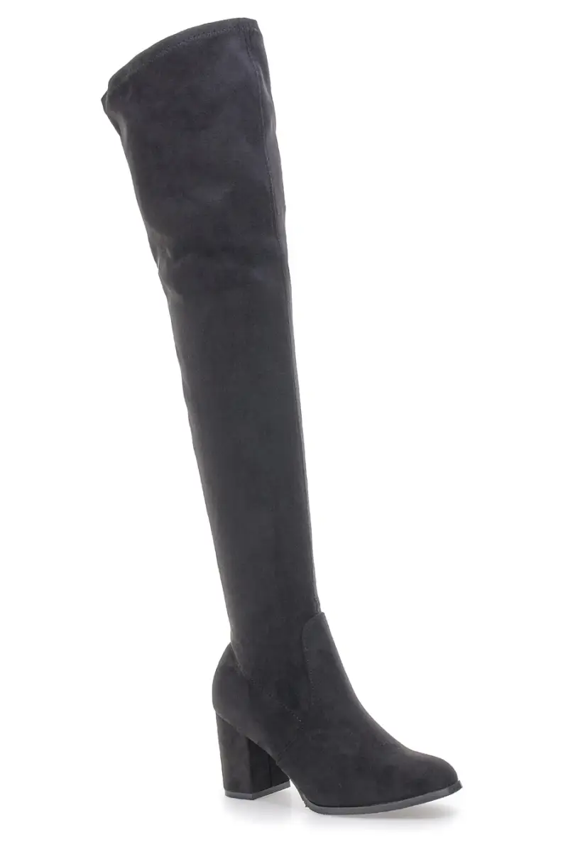 Stivali neri sopra il ginocchio con tacco Le Havre Paris 8001 [NERO] miniatura 2