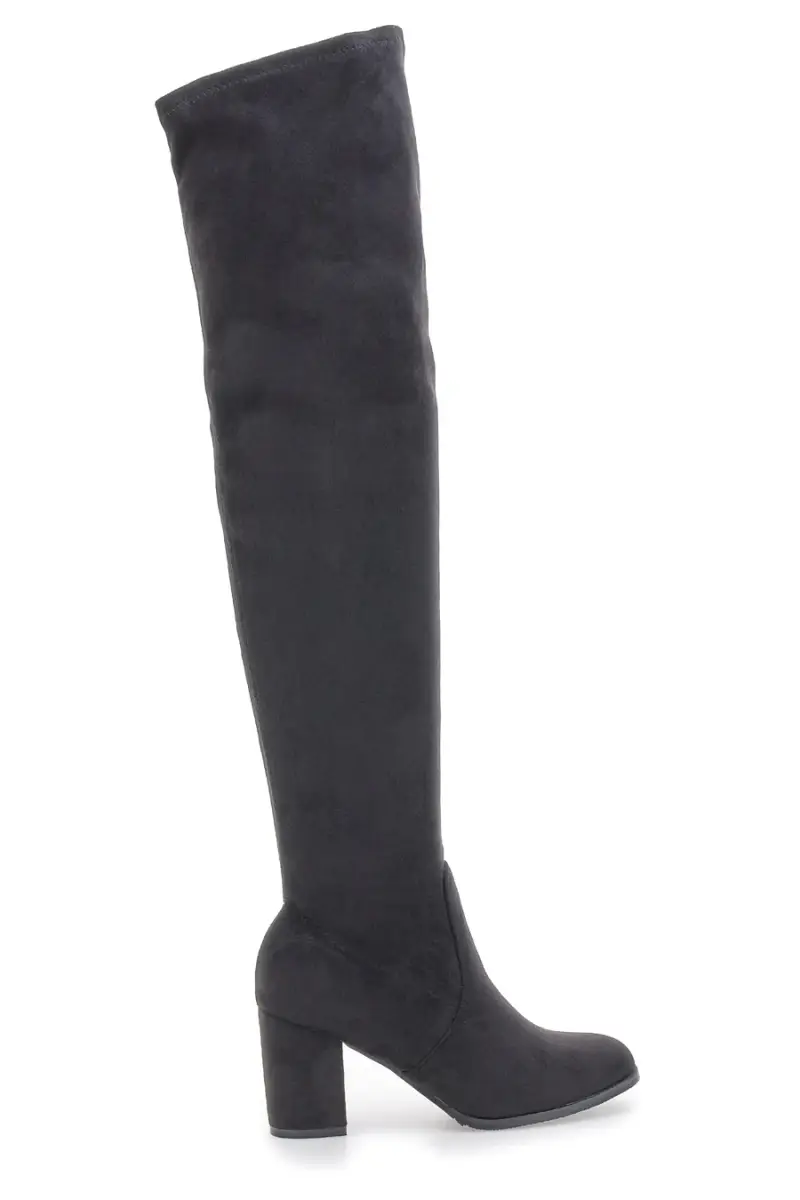 Stivali neri sopra il ginocchio con tacco Le Havre Paris 8001 [NERO]