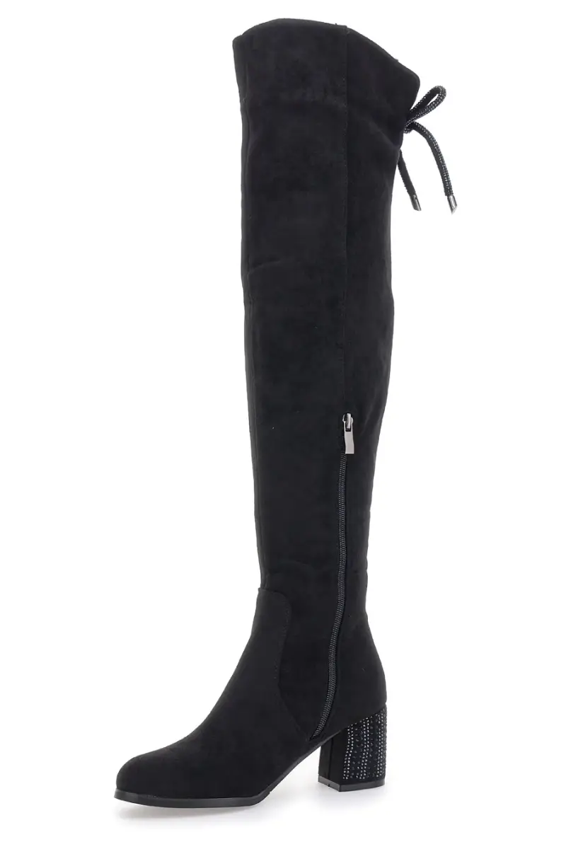 Stivali Neri Sopra il Ginocchio Con Tacco Le Havre Paris KSLTZ3013 [NERO] miniatura 4