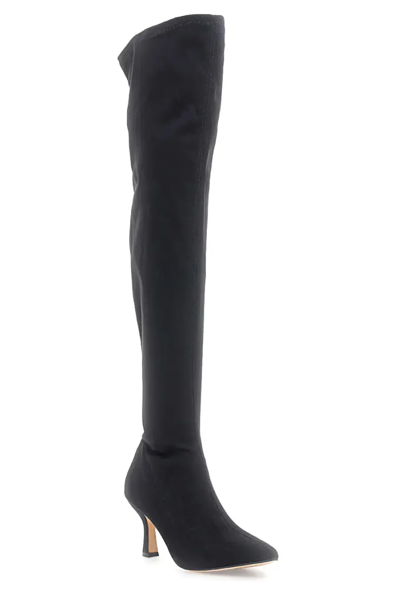 Stivali neri sopra il ginocchio con tacco sottile Le Havre Paris 9003 [NERO] miniatura 3