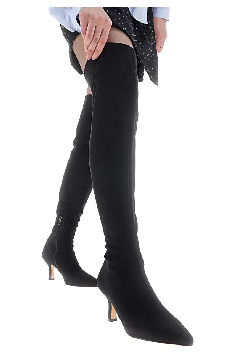 Stivali neri sopra il ginocchio con tacco sottile Le Havre Paris 9003 [NERO]