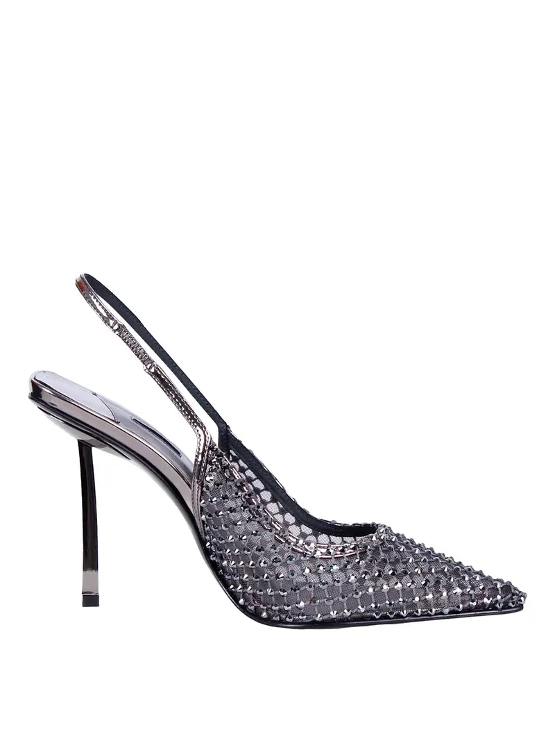 Slingback Gilda In Rete Gioiello Grigio