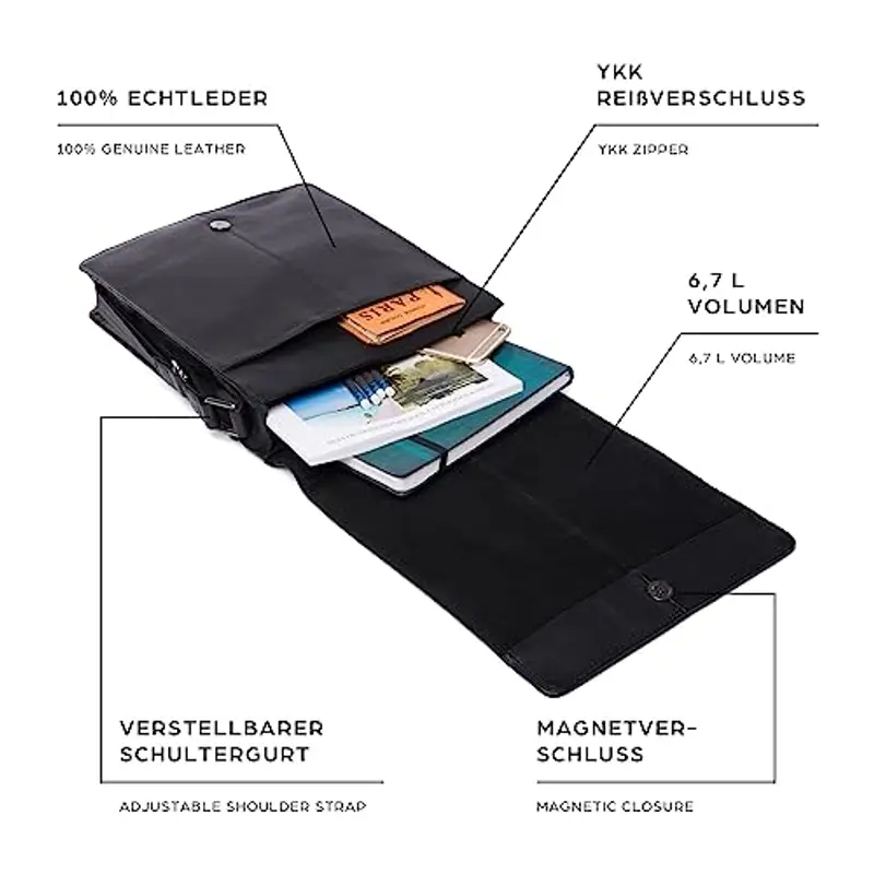 LEABAGS Borsa a tracolla Donna Nero 954624 miniatura 3