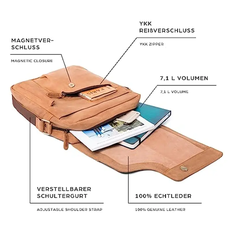 LEABAGS Borsa a tracolla Uomo Multicolore 954890 miniatura 3