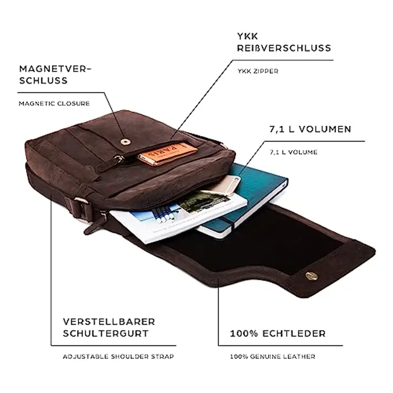 LEABAGS Borsa a tracolla Uomo Marrone 1600559 miniatura 3