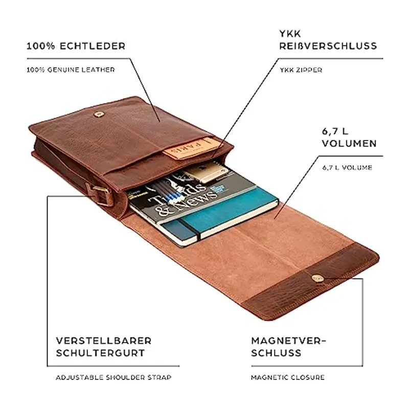 LEABAGS Borsa a tracolla Uomo Rosso 1913152 miniatura 3