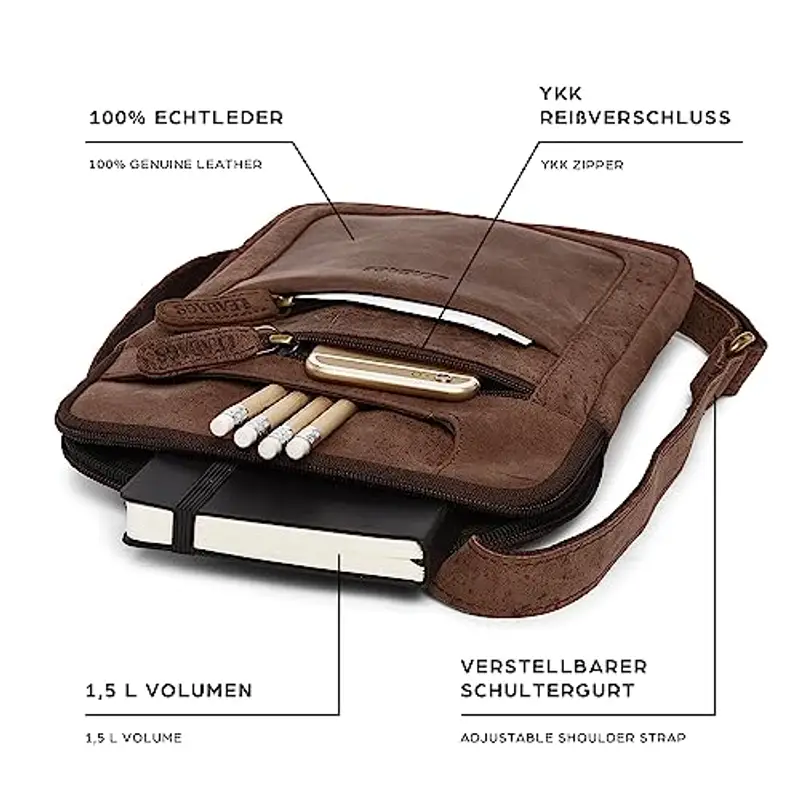 LEABAGS Borsello Uomo Marrone 1299733 miniatura 3