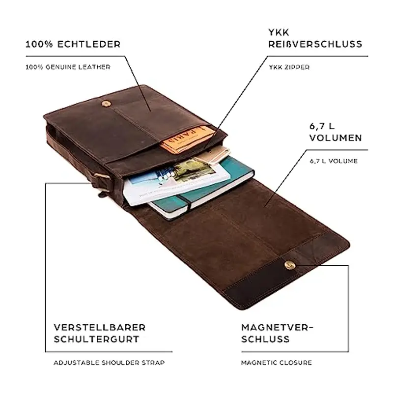 LEABAGS Borsello Uomo Verde 1351802 miniatura 3