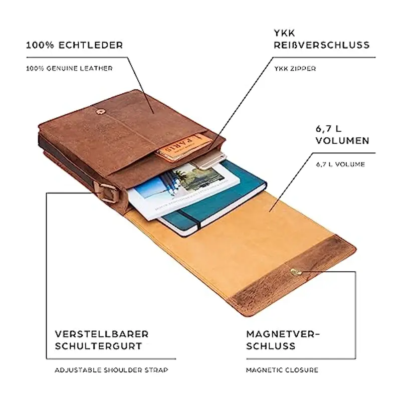 LEABAGS Borsa messenger Marrone 1913146 miniatura 3