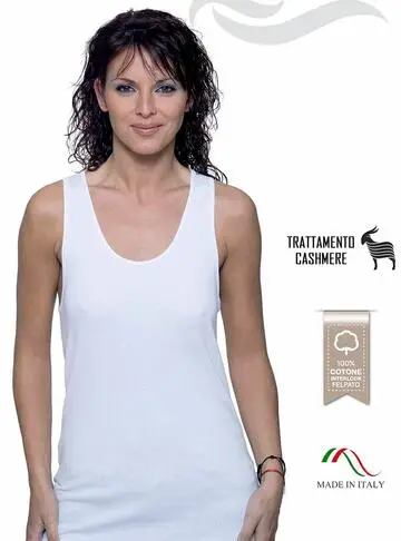 Canottiera donna a spalla larga in cotone interlock felpato Leable 258