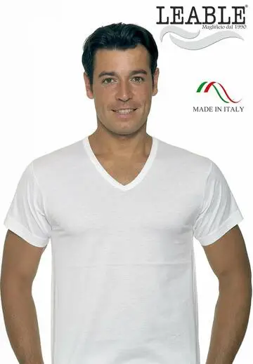 Maglia uomo in cotone mercerizzato con scavo a V Leable 1472 Tg 4/7