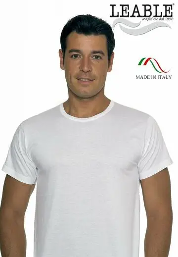 T-shirt uomo in cotone mercerizzato girocollo Leable 1421 Tg 4/7 Bianco