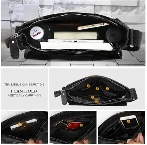 Leathario Borsa a tracolla Uomo Nero 3524799 miniatura 3