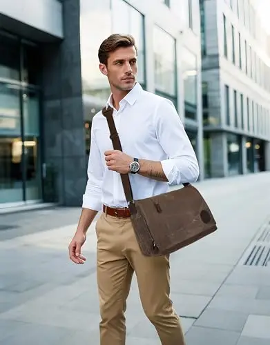 Leathario Borsa a tracolla Uomo Grigio 2860371 miniatura 2