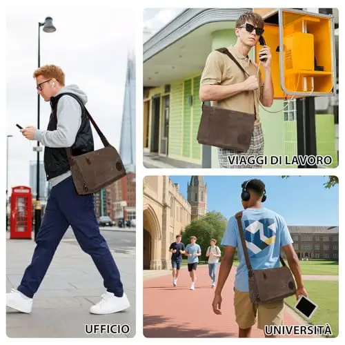 Leathario Borsa a tracolla Uomo Grigio 2860371 miniatura 3