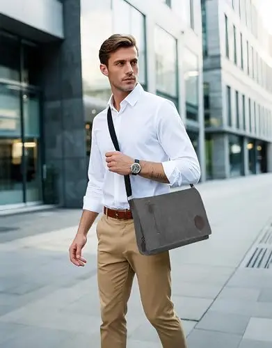 Leathario Borsa a tracolla Uomo Grigio 3375279 miniatura 2