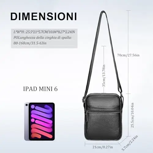 Leathario Borsa messenger Uomo Nero 3692593 miniatura 3