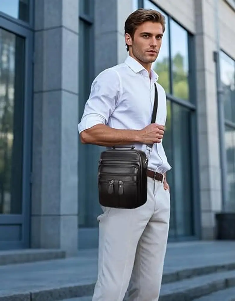 Leathario Borsa messenger Uomo Nero 893234 miniatura 2