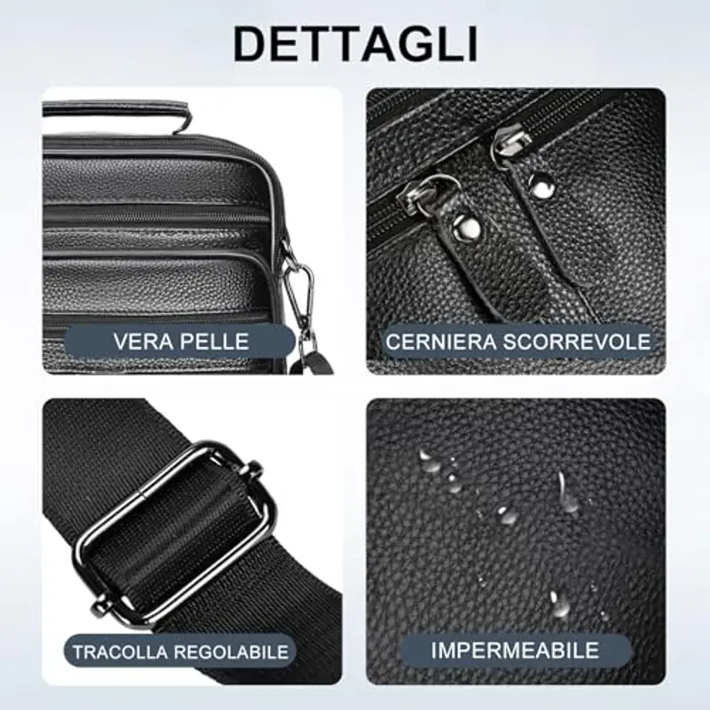 Leathario Borsa messenger Uomo Nero 893234 miniatura 3