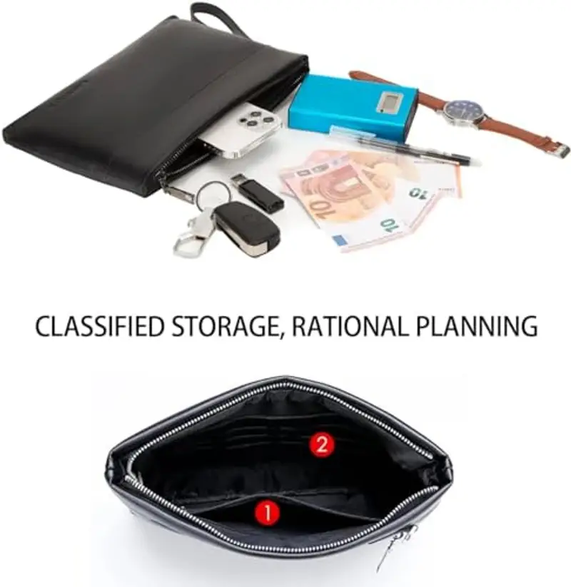 Leathario Pochette Uomo Nero 815139 miniatura 3