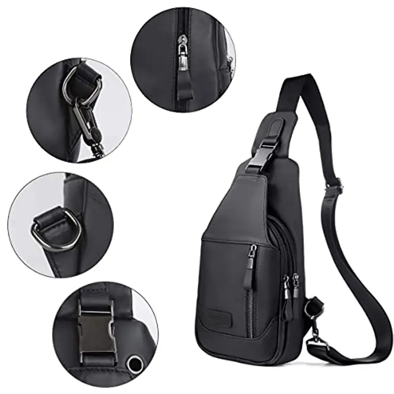 Leathario Zaino a Monospalla in Vera Pelle con Multitasche da Uomo, Borsa a Petto ed a Spalla per Multiuso ed Esigenze miniatura 3