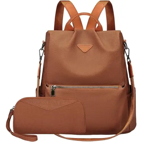 Leathario Zaino Da Donna Antifurto e a Prova di Spruzzi, Zainetto Multifunzionale in Pelle Vegana, Borsa Casual ed Moda