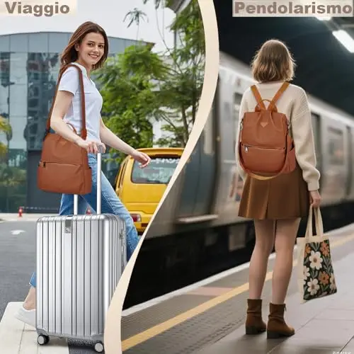 Leathario Zaino Da Donna Antifurto e a Prova di Spruzzi, Zainetto Multifunzionale in Pelle Vegana, Borsa Casual ed Moda miniatura 2