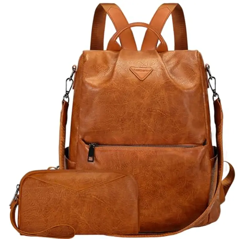 Leathario Zaino Da Donna Antifurto e a Prova di Spruzzi, Zainetto Multifunzionale in Pelle Vegana, Borsa Casual ed Moda per Viaggio, Scuola, Lavoro, Shopping, Visite e Università