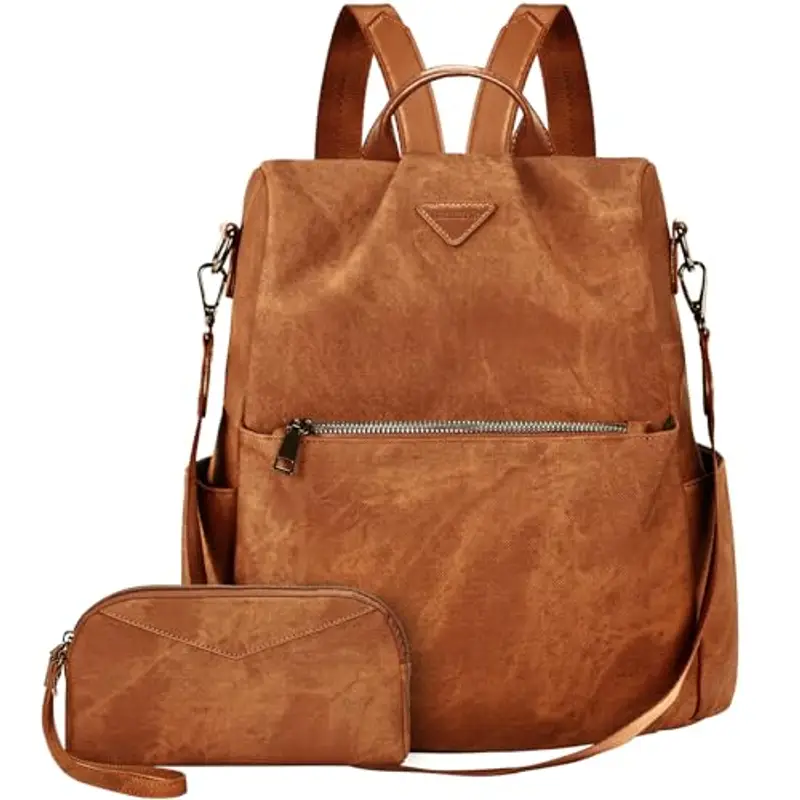 Leathario Zaino Da Donna Antifurto e a Prova di Spruzzi, Zainetto Multifunzionale in Pelle Vegana, Borsa Casual ed Moda per Viaggio, Scuola, Lavoro, Shopping, Visite e Università