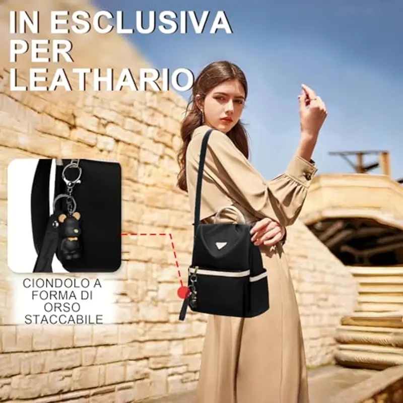Leathario Zaino Donna Antifurto e Impermeabile, Zainetto, Zaini, Borsa Donna per Ufficio, Lavoro, Università, Viaggio miniatura 3