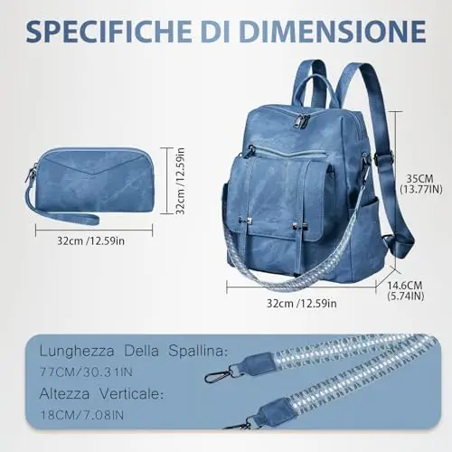 Leathario Zaino Donna in Pelle Vegana Impermeabile Antifurto, Borsa Elegante 3-in-1, Zaino da Lavoro, Viaggio e Uso miniatura 2