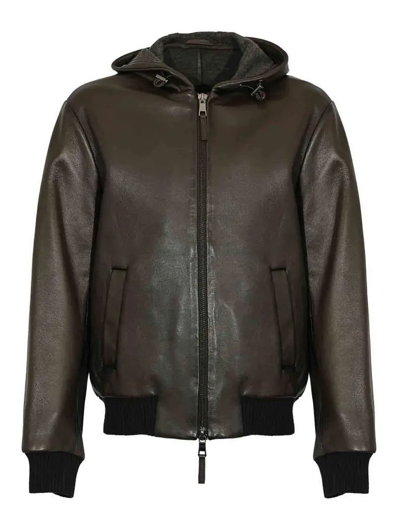 Giacca in pelle Giona Marrone Scuro