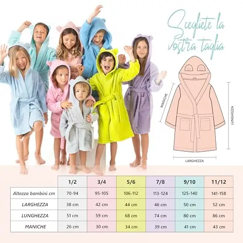 LEBENGOOD - Accappatoio Bambini adolescenti Cotone: Bambino, Bambina, 100% Cotone OEKO-TEX miniatura 3