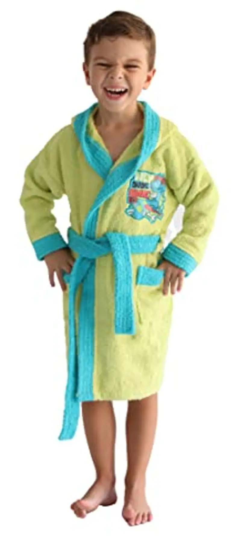 LEBENGOOD - Accappatoio Bambini adolescenti Cotone: Bambino, Bambina - 100% Cotone OEKO-TEX - 2 tasche, cintura, cappuccio (6-8, Crocky) miniatura 2