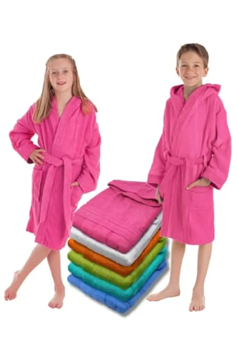 LEBENGOOD Accappatoio Bambino e Bambina, Ragazzo e Ragazza, Neonato, Bimbo e Bimba, Unisex - 100% Cotone OEKO-TEX® Accapatoi Bambini Cappuccio Spugna, Morbido, Ragazzi Piscina (14, Fucsia)