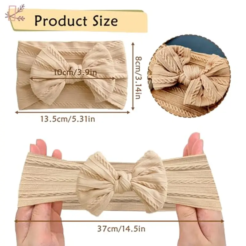 LECTNORE 3 pezzi fascia per turbante per neonato fasce per neonato neonata fiocchi fiocco morbido copricapo fasce miniatura 2