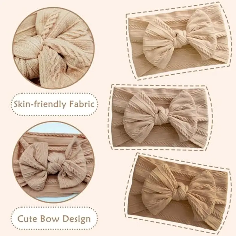 LECTNORE 3 pezzi fascia per turbante per neonato fasce per neonato neonata fiocchi fiocco morbido copricapo fasce miniatura 3