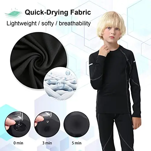 Leeboom Biancheria Intima Termica per Bambini, da Calcio, Traspirante, per Bambini, ad Asciugatura Rapida, per miniatura 2